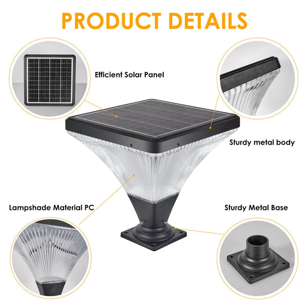 English Elm 15" Solar Outdoor Post Light LED with Remote, Dimmable Timer & Weatherproof Design for Garden Pathway W1340P181973