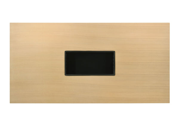 English Elm Blayde Natural Finish Dining Table with Ash Veneer Grain, Double U-Base, Durable Rubberwood Design B2726S00091