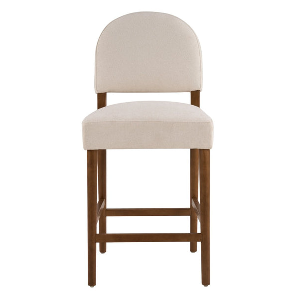 English Elm 26'' Rubberwood Fabric Counterstool Set Padded Backrest Kitchen Island Seating Beige N780P394271B