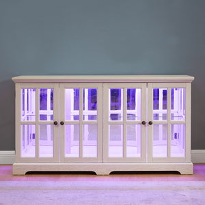 English Elm Led Curio Display Cabinet With Bluetooth Lighting - Antique White Showcase For Collectibles & Décor W1758P387894