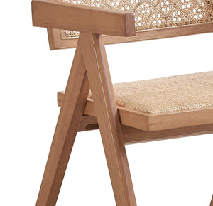 English Elm Velentina Rattan Side Chair Set of 2 — Coastal-inspired patio dining chairs with geometric woven backs and rubberwood frame Natural 42.6 L x 26.9 W x 8.1 H B2726P245451