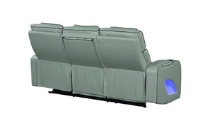 English Elm Fortuner Modern Reclining Sofa Gray with LED Lighting, Massage, Wireless Charging, USB, Diamond Stitching G150109098