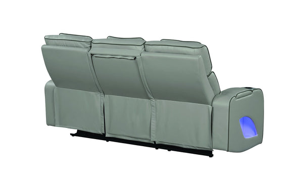 English Elm Fortuner Modern Reclining Sofa Gray with LED Lighting, Massage, Wireless Charging, USB, Diamond Stitching G150109098