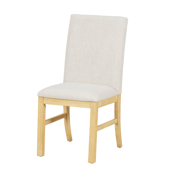 English Elm TOPMAX 7-Piece Extendable Dining Set with 12" Self-Hidden Butterfly Leaf and Upholstered Chairs, Distressed White Wire-Brushed Finish Natural SP000059AAA