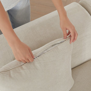 English Elm 113" Modular L-Shaped Sectional Sofa with Corduroy Upholstery, Deep Seats, Wide Arms, Ottoman Included Beige W1359S00022