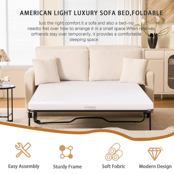 English Elm Sleeper Sofa Bed – Modern Linen Pull-Out Couch, 2-3 Seater With Memory Foam, Perfect For Small Spaces! W3696S00003-GIGA