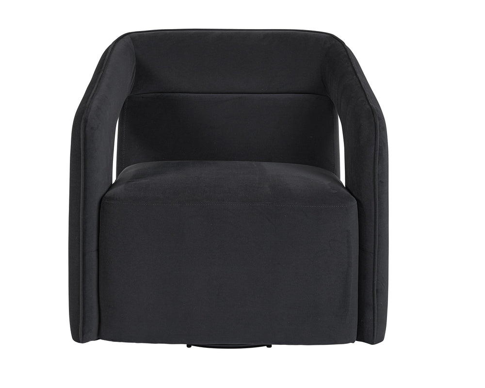 Sunpan Kendrick Swivel Lounge Chair - Futuristic Design with Comfortable Seat and Stylish Cut-Out Arms Abbington Black