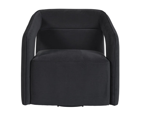 Sunpan Kendrick Swivel Lounge Chair - Futuristic Design with Comfortable Seat and Stylish Cut-Out Arms Abbington Black
