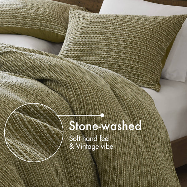 English Elm 3PCS King Comforter Set – Plush Washed Microfiber Comforter & Shams, Hypoallergenic 100% Poly Fill Luxury Green 11.5 L x 9.5 W x 9 H B035P341119