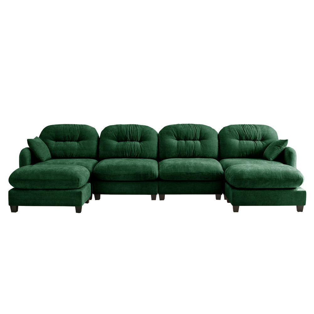 English Elm Modular U-Shaped Sectional Couch With Ottoman, Soft Chenille, Ergonomic Comfort For Any Space W714S01403