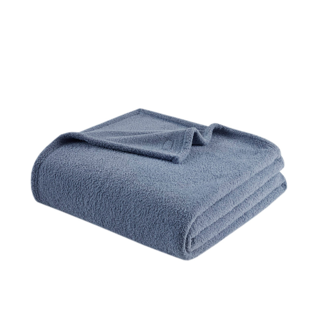 JLA Home Madison Park - Blanket — Ultra-Soft OEKO-TEX Certified Throw for Everyday Warmth, Machine Washable, Neutral Style Navy Blue BR51-4448