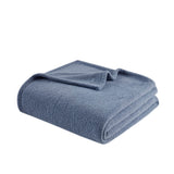 Beautyrest Dream Soft Casual Blanket BR51-4448 Navy Blue