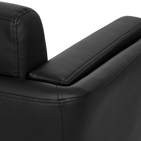 OSP Home Furnishings Club Chair Faux Leather Accent Seat with Cherry Wood Legs for Office or Lounge Spaces SL59401-U65