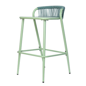 English Elm Christopher Knight Home® - Outdoor 29" Seat Height Aluminum Barstools with Rope Scallop Backrest, Rust-Resistant Patio Set Sage N772P247736S