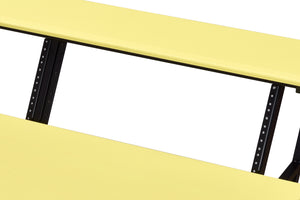 English Elm Suitor Studio Desk in Yellow & Black – Metal/MDF Recording Workstation with Keyboard Tray, Wheels B2726P268630