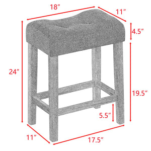 English Elm Bar Industrial Bar Table Set with Power Outlet and Upholstered Chairs, Space-Saving Dining Hub Grey+Black W487P333506