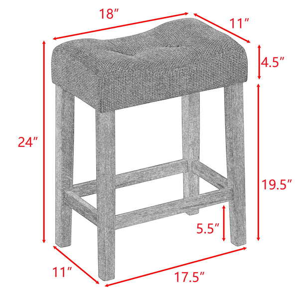 English Elm Bar Industrial Bar Table Set with Power Outlet and Upholstered Chairs, Space-Saving Dining Hub Grey+Black W487P333506