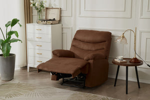 English Elm Manual Recliner Chair with Overstuffed Pillow Arms, Breathable Microfiber, Sleek Contemporary Comfort Brown B205P327484