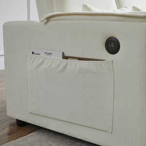English Elm Modern Fabric Convertible Loveseat Sleeper Sofa Bed with Adjustable 3-Level Backrest, Twin Pull-Out for Small Spaces Ivory W1123P283641