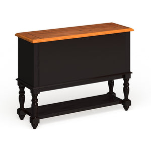 English Elm Black Antique Oak Solid Wood Server with Turned Legs for Farmhouse Dining Rooms B2741P491057