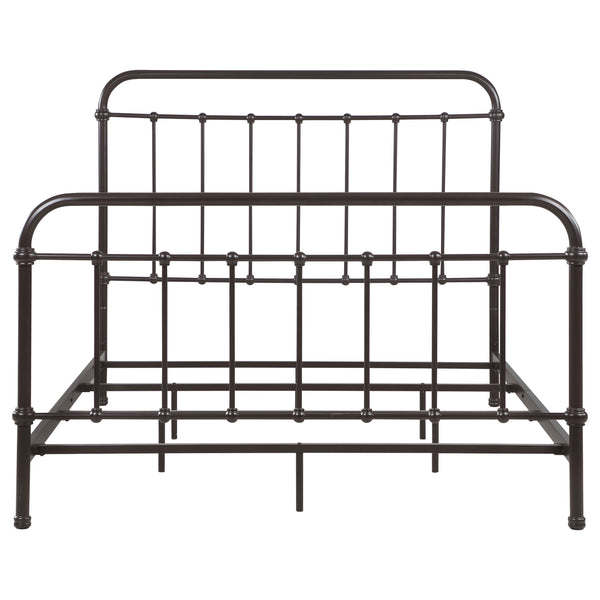 English Elm Olaleye Dark Bronze Queen Metal Spindle Panel Bed with Vintage Charm, Slatted Airflow & Six-Leg Stability B062P331061