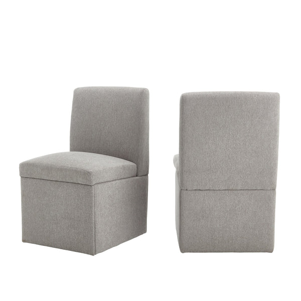 English Elm COOLMORE Swivel Rolling Dining Chair with Hidden Storage, Linen Upholstered 4-Wheel Multiuse Seat Light Gray W1539P277684