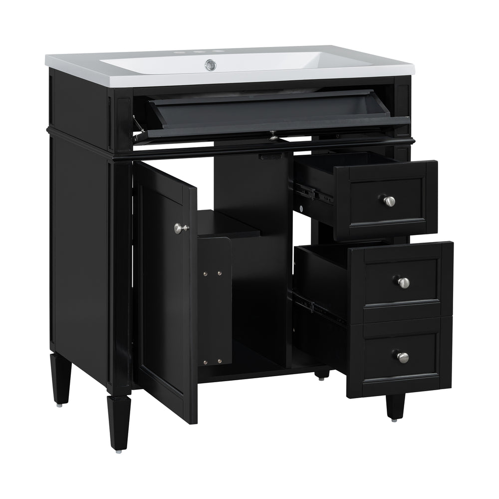 English Elm 30'' Modern Bathroom Vanity With Sink, Stylish Storage Cabinet & Tip-Out Drawer For Organized Elegance SW000122AAB-2