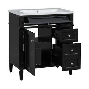 English Elm 30'' Modern Bathroom Vanity With Sink, Stylish Storage Cabinet & Tip-Out Drawer For Organized Elegance SW000122AAB-2