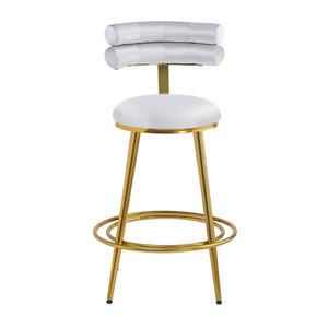 English Elm Christopher Knight Home® - 27.65'' 27.65" Modern Counter Stools Set of 2 with Luxurious Velvet Upholstery, Ergonomic Curved Back, Iron Frame & Footrest Light Gray N780P194940W