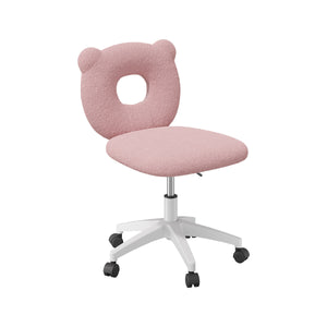 English Elm Bear Teddy Kids Desk Chair Adjustable 16"-20" Swivel Wheels Soft Teddy Fabric Study Seat Pink T3950P396238