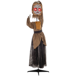 English Elm Homcom Life-Size Animatronic Halloween Doll With Jump Scare Motion, Sound Effects & Light-Up Eyes W2225P229497