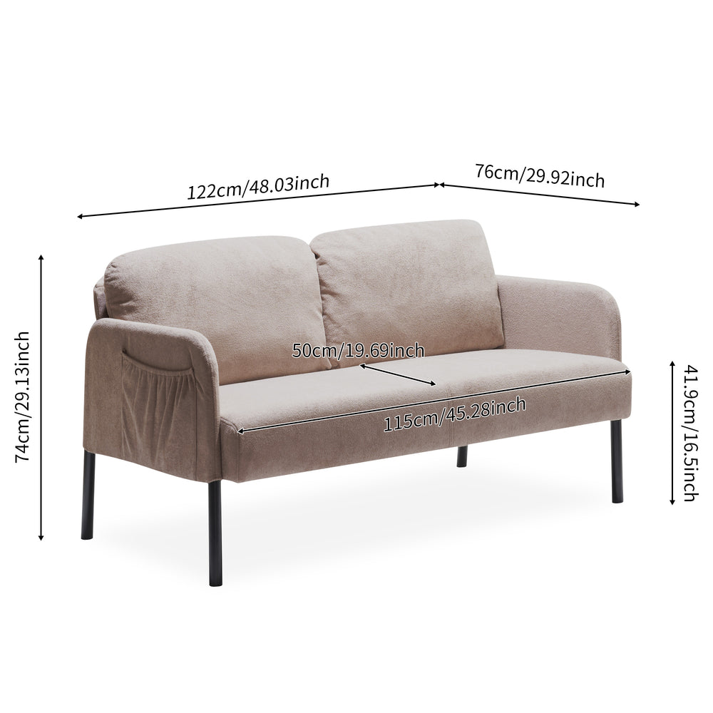English Elm Beige 2-Seater Polyester Sofa Loveseat with Foam Cushions, Modern Compact Couch for Small Spaces W1164P239080