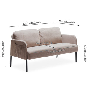English Elm Beige 2-Seater Polyester Sofa Loveseat with Foam Cushions, Modern Compact Couch for Small Spaces W1164P239080