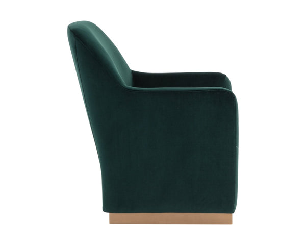 Sunpan JAIME Lounge Chair - Elegant Meg Dark Emerald Upholstery with Gold Base for Modern Living Spaces 109568
