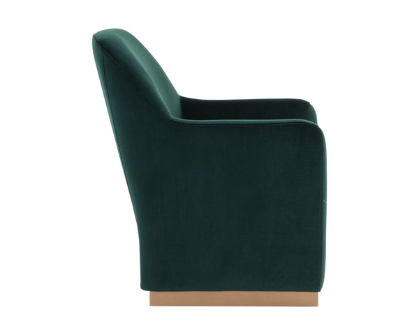 Sunpan Jaime Lounge Chair - Elegant Upholstered Seating with Gold Stainless Steel Base for Stylish Spaces Meg Dark Emerald