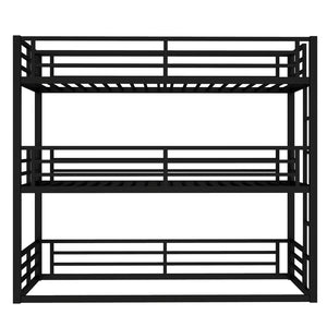 English Elm Twin Xl Triple Bunk Bed - Heavy-Duty Metal Frame With Guardrails & Noise-Reduced Design In Black W1580S00143-GIGA