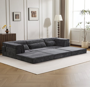 English Elm Compression Oversized Boneless Modular Sofa Bed - Versatile, No Assembly, Memory Foam Comfort In Dark Grey W3723S00021