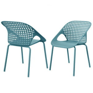 English Elm Eldred Outdoor Stackable Dining Chairs Set of 2 Uv Resistant Patio Seating Sky Blue N776P390454B
