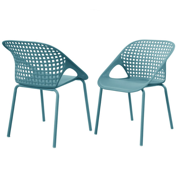 English Elm Eldred Outdoor Stackable Dining Chairs Set of 2 Uv Resistant Patio Seating Sky Blue N776P390454B