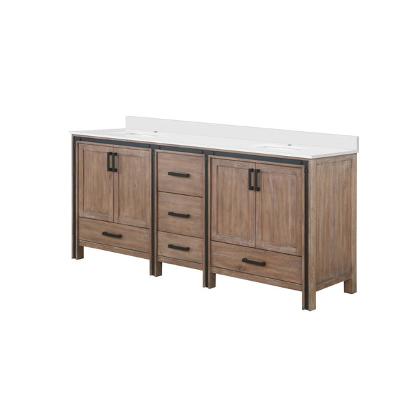 English Elm Rustic Barnwood Double Bath Vanity With White Quartz Top: Modern Farmhouse Charm & Ample Storage B2731P260654-GIGA