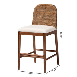 English Elm Modern Seagrass Woven Acacia Wood Counter Stool with Padded Seat for Kitchen Islands B2750P467713