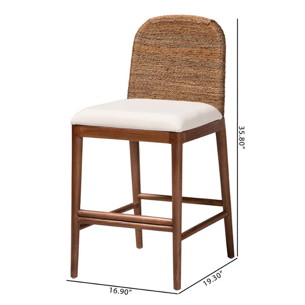 English Elm Modern Seagrass Woven Acacia Wood Counter Stool with Padded Seat for Kitchen Islands B2750P467713