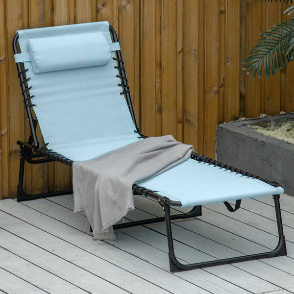 English Elm Outsunny Folding Chaise Lounge Chair – Lightweight, 4-Position Recline, Breathable Mesh, Baby Blue Comfort W2225P200923-GIGA