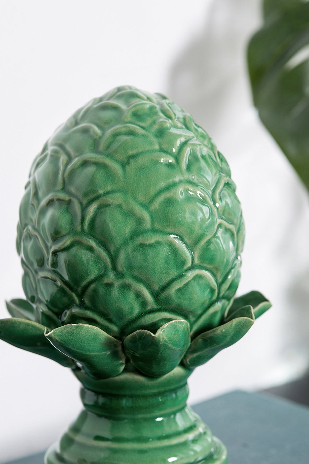 English Elm 6x6x9.5" Helsa Blooming Artichoke Accent Vintage Green Glazed Heirloom Décor for Kitchen Tabletop Centerpiece (Medium) W2078P310334