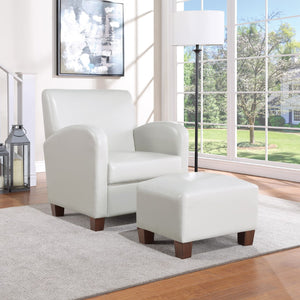OSP Home Furnishings Aiden Chair & Ottoman Faux Leather Cream