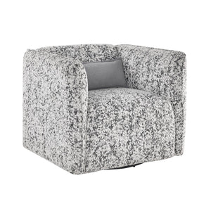 English Elm Fancy Swivel Chair Jacquard Upholstery Modern Accent Seat 360° Swivel Plush Cushion Cozy Armrests B011P282388