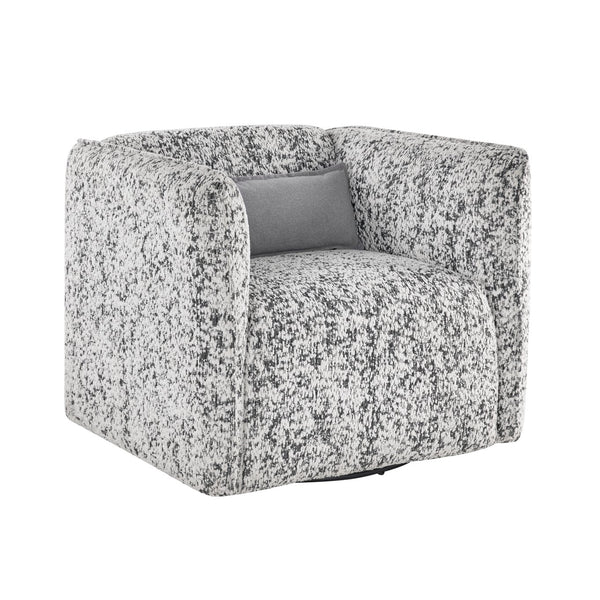 English Elm Fancy Swivel Chair Jacquard Upholstery Modern Accent Seat 360° Swivel Plush Cushion Cozy Armrests B011P282388