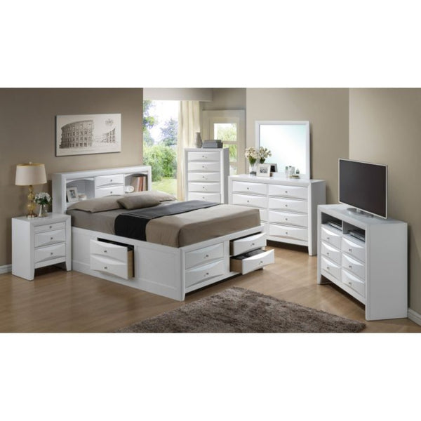 English Elm Stylish Queen Storage Bed In Crisp White - Modern Design With Under-Bed Storage For Organized Spaces B078S00211-GIGA