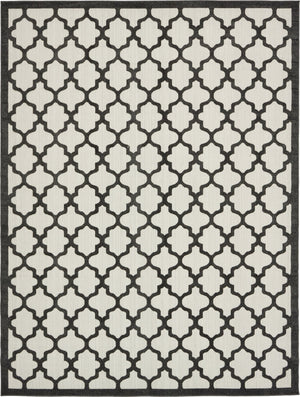 Unique Loom Outdoor Trellis Tulsa Machine Made Geometric Rug Black, Ivory 9' 0" x 12' 2"