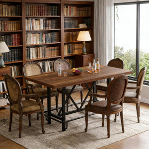 English Elm Bar Table Two Tier Industrial Metal Frame Open Shelf Home Kitchen Entertaining Stand T3971P451286